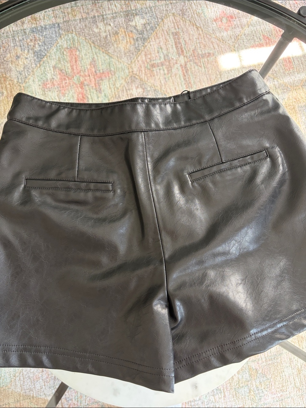 Zara Black Faux Leather High Waist Shorts Size M - Picture 4 of 4
